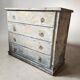 Commode patinée beige et bleu style wabi sabi