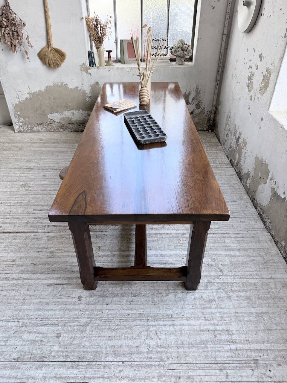 Table de ferme campagne noyer massif XL 250cm