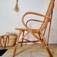 Fauteuil ancien en rotin large dossier
