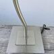 Pair of lamps with wavy metal base and blue lampshade 2000
