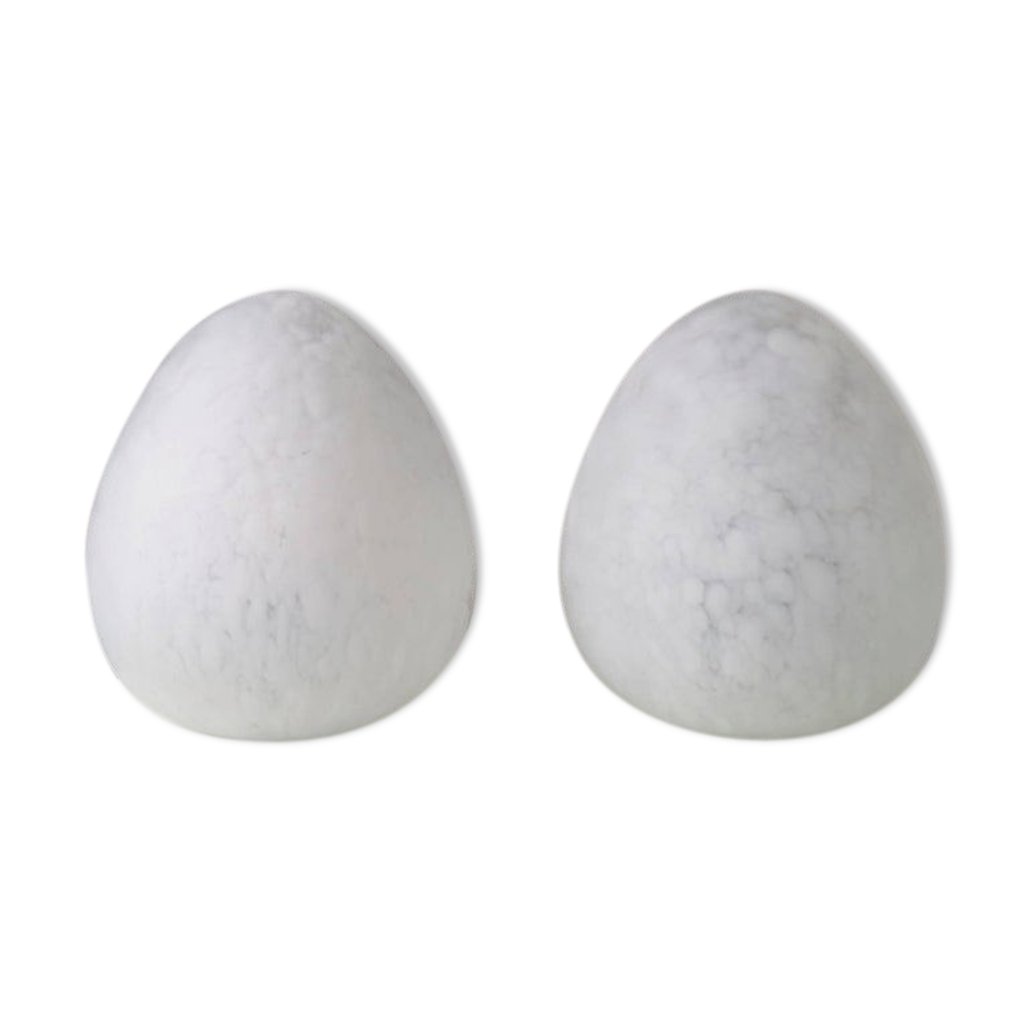 Set of 2 vintage white glass table lamps, 80s