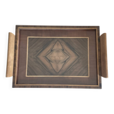 Art Deco service tray in precious wood under glass