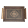 Art Deco service tray in precious wood under glass