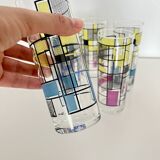 Set of 6 Vintage Hand-Painted Tall Glasses, USA 1950s-60s