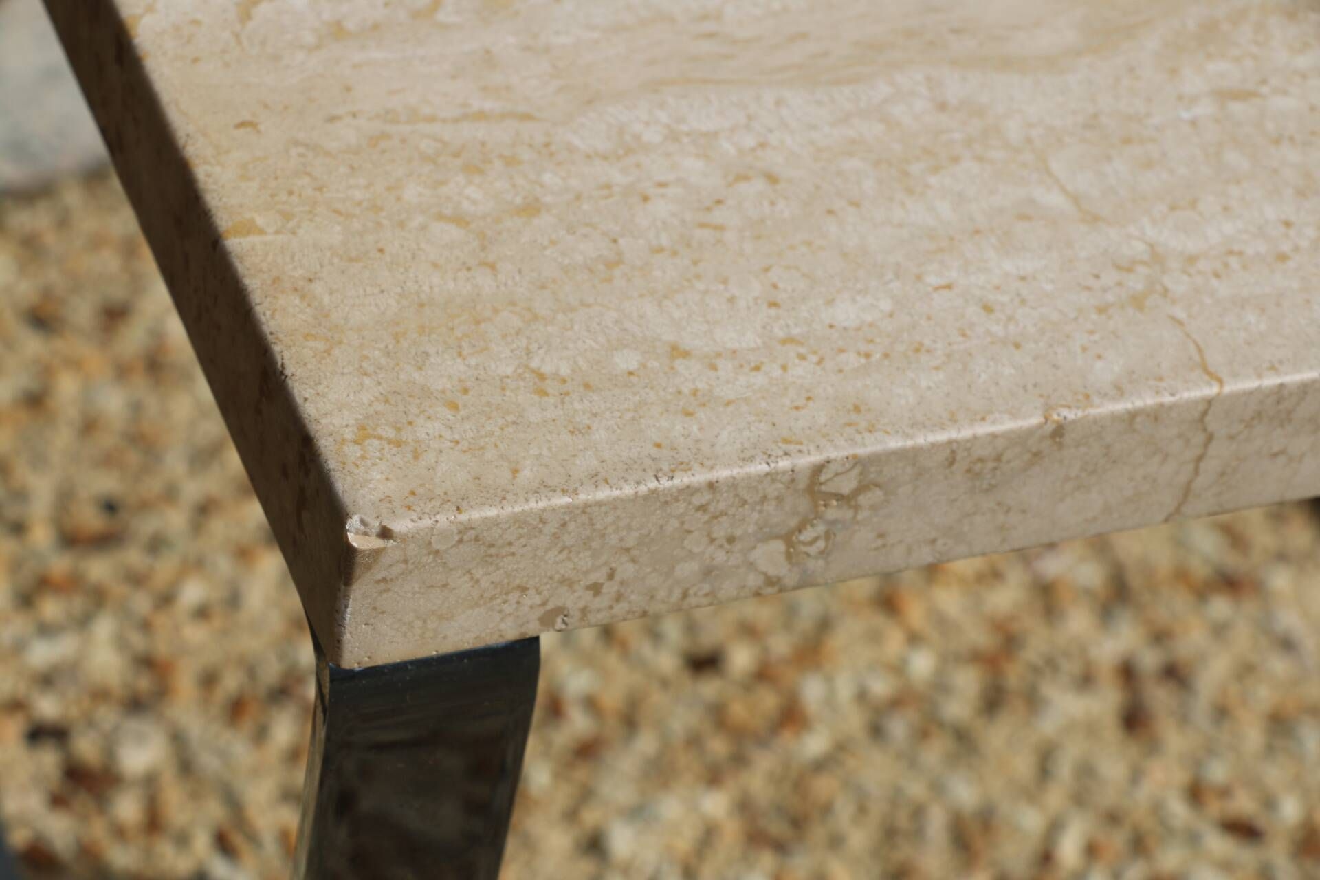 2 nesting tables chrome steel travertine