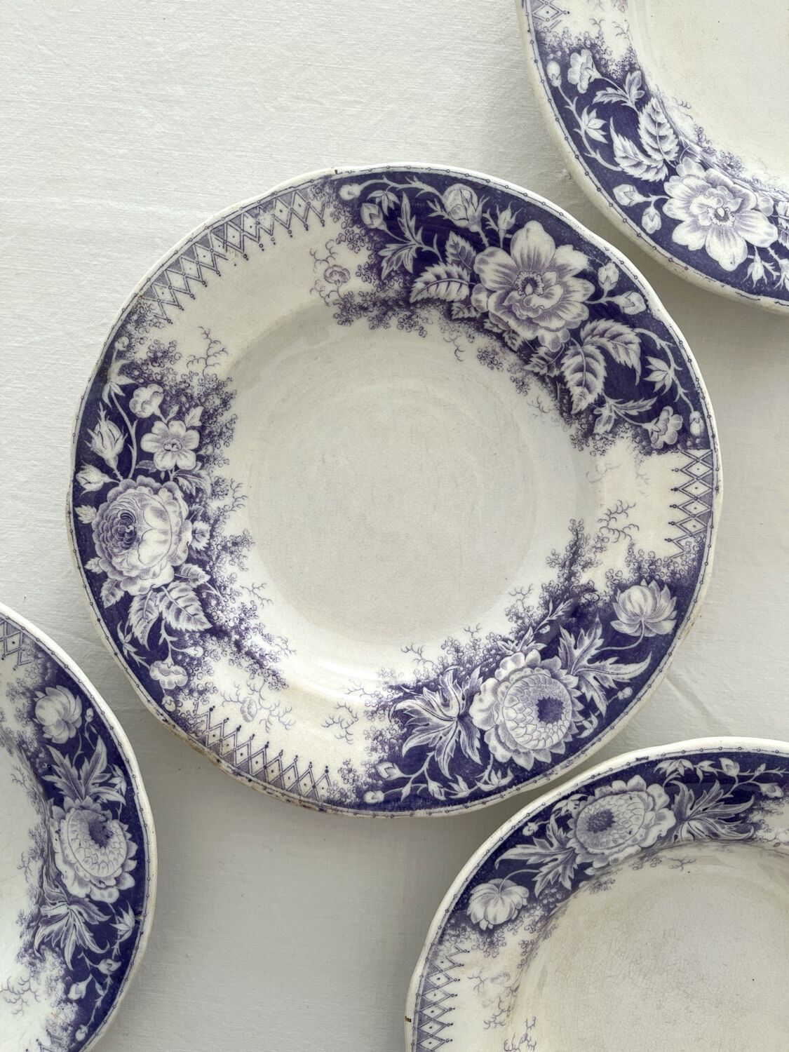 4 Sarreguemines "Jardinière" ironstone soup plates