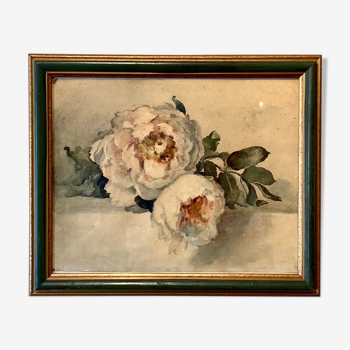 Old painting, still life with roses, XX century