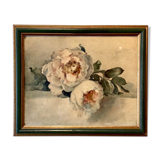Old painting, still life with roses, XX century