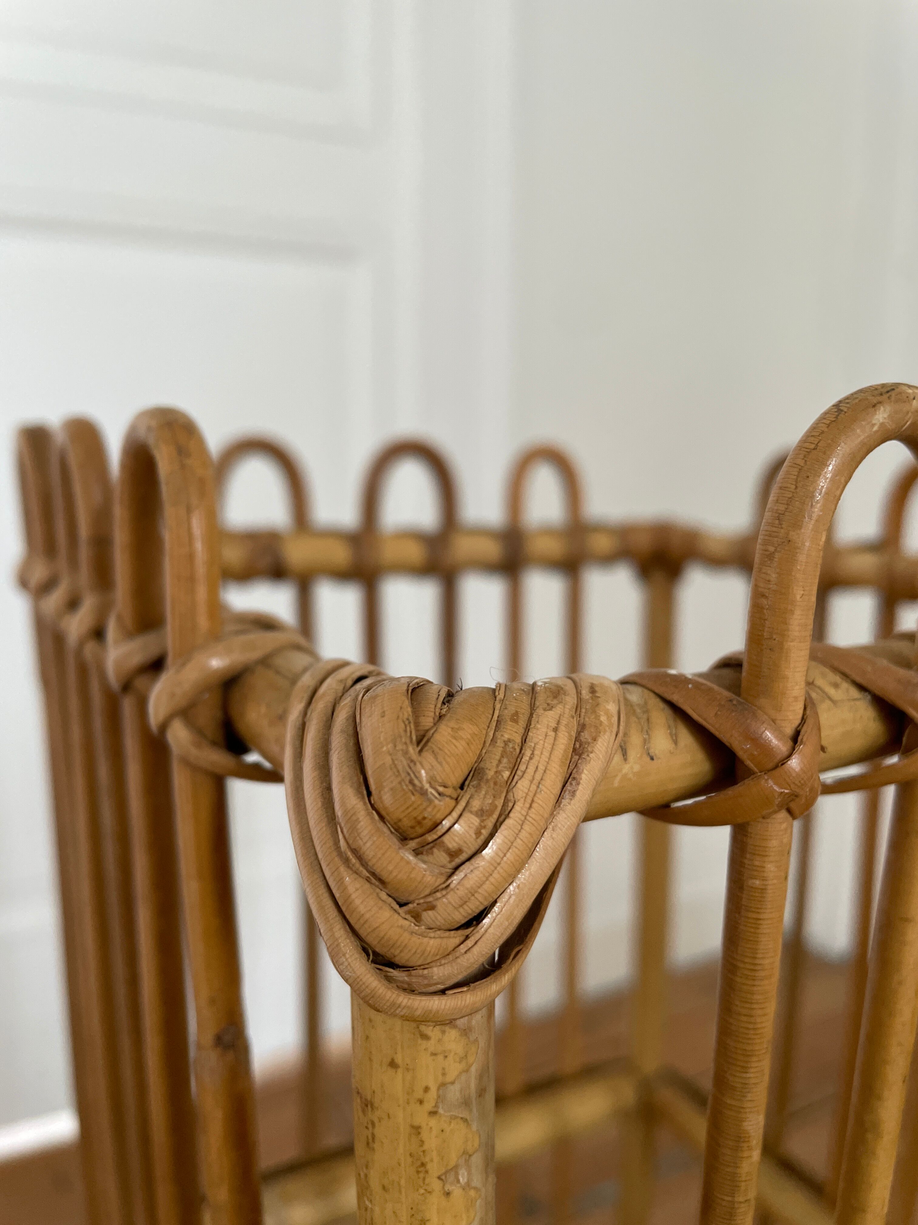 Vintage bamboo rattan umbrella holder