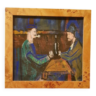 Acrylique sur carton " Les joueurs de cartes " de Paul Cézanne.