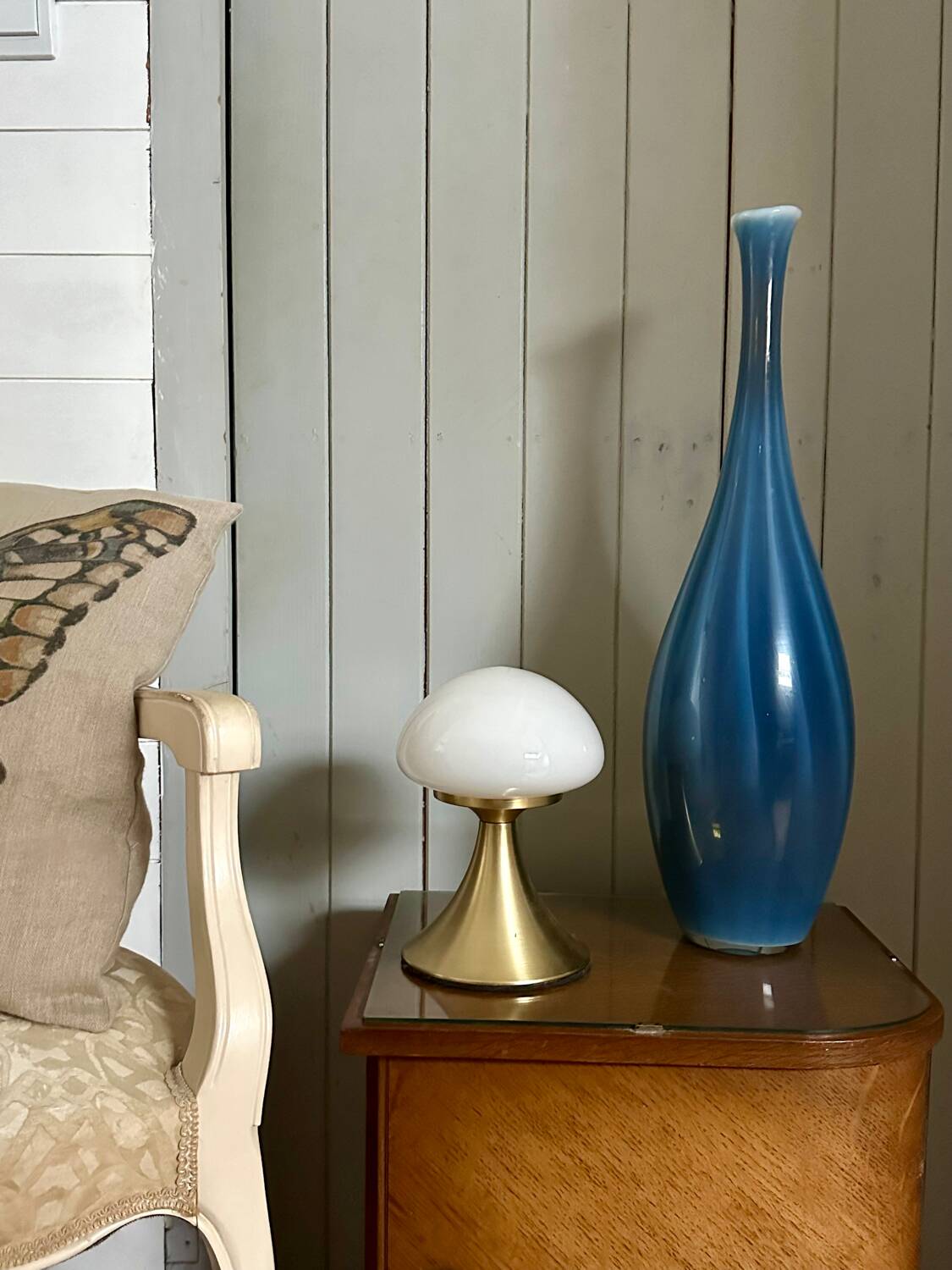 Large blue glass vase