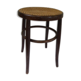 Stool Bistro, caned in varnished wood and former strapping