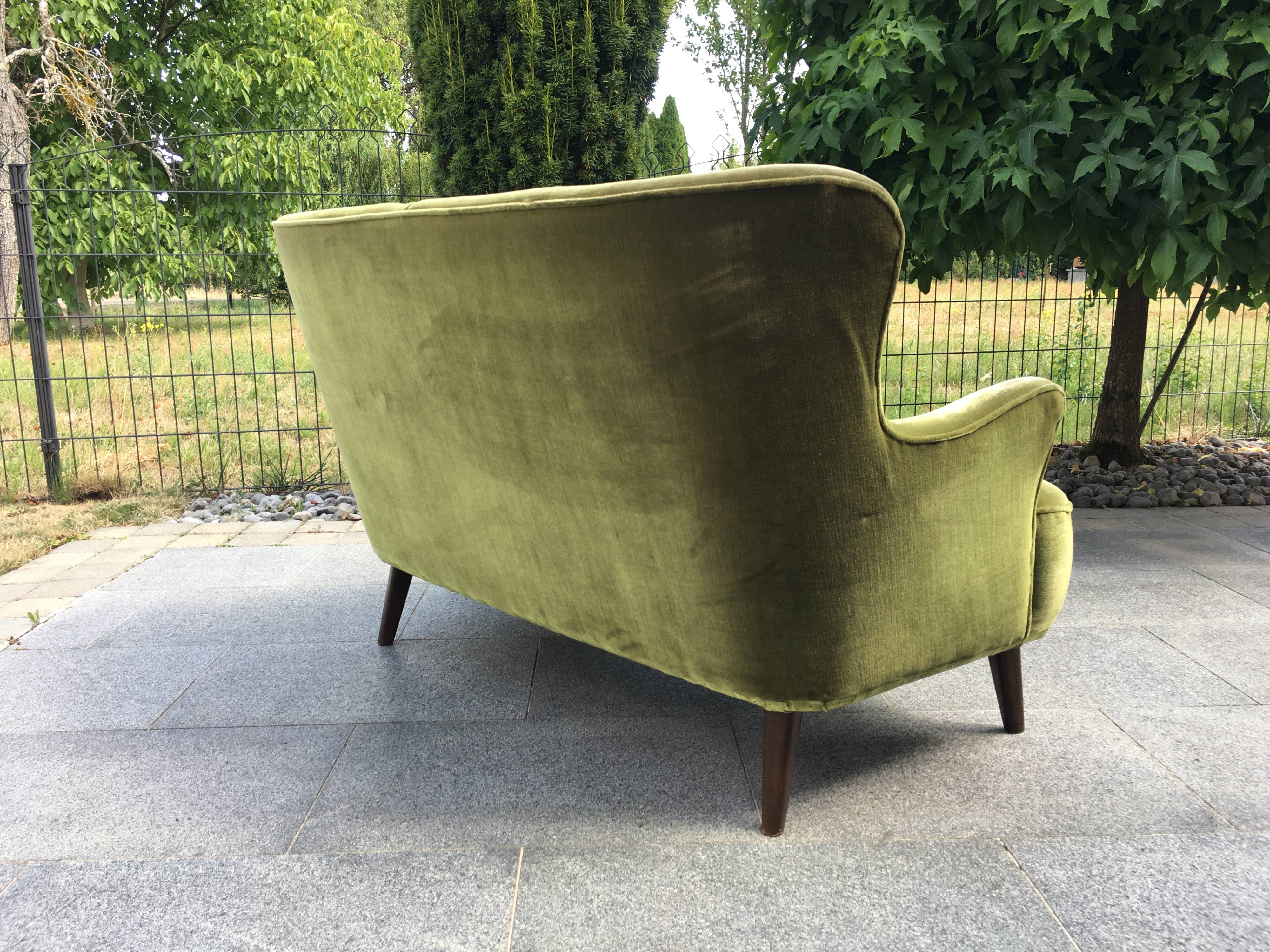 sofa 2 places organic velvet 60s
