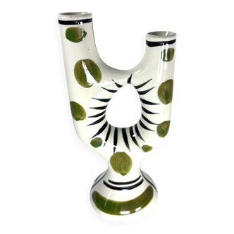 Vintage Revernay vase from the 1950s – glazed ceramic – double horn shape