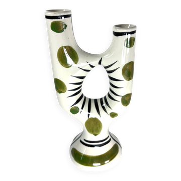 Vintage Revernay vase from the 1950s – glazed ceramic – double horn shape