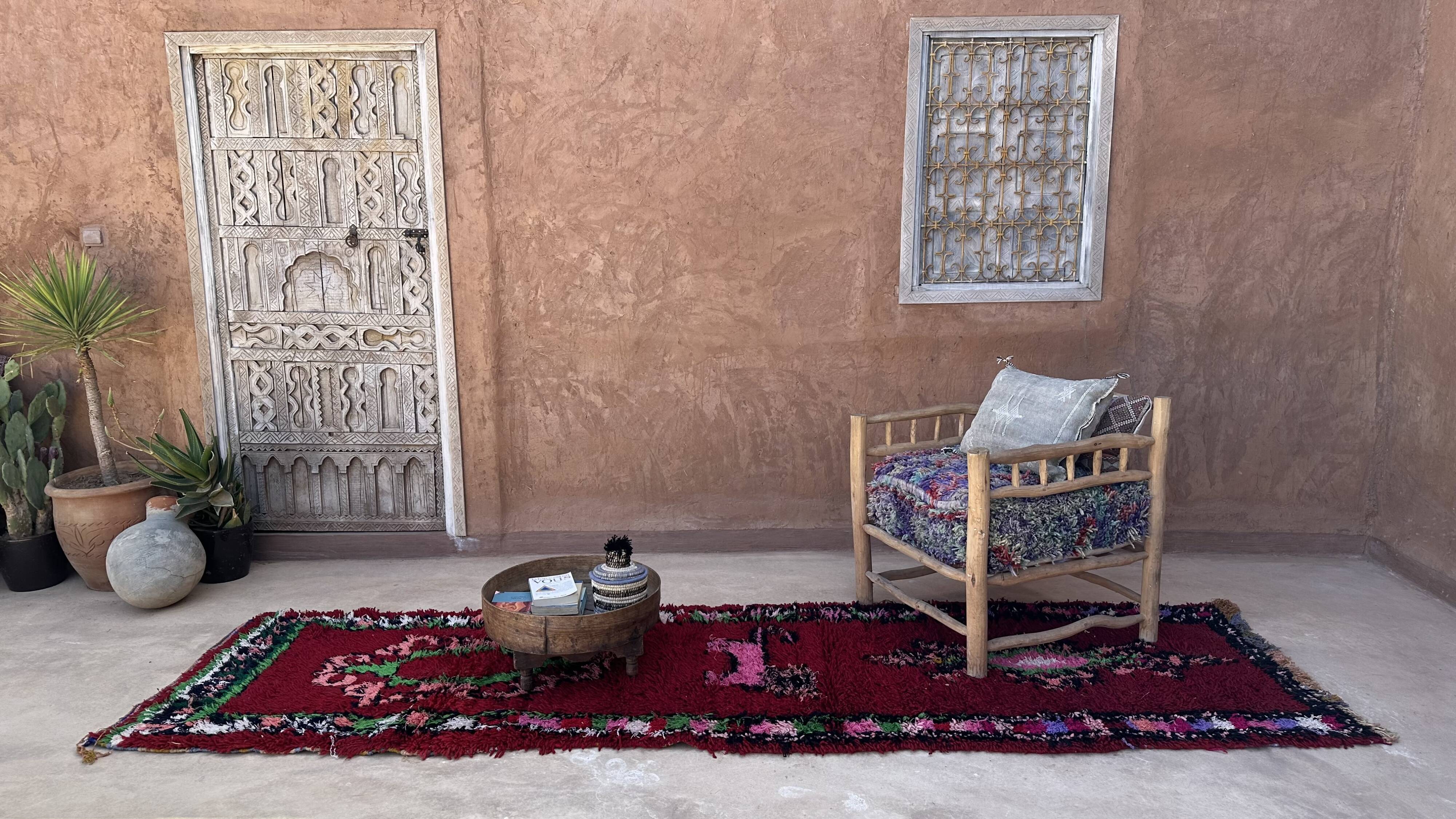 Red Boujad Moroccan rug - 337 x 93 cm