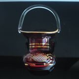 Crystal, gilded basket, Bohemia Crystal, Czechoslovakia, 1960's.