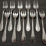 10 cake forks silver metal Ercuis model lauriers dessert forks