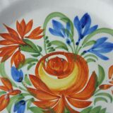 Old plate decoration flowers, ceramic from Auvillar, 18-19th