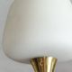 Arlus chandelier with 3 lights, opal glass and brass, 1950s.