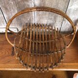 Old rattan picking basket vintage wood garden