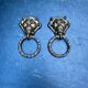 Pair of bronze devil drawer handles Art Nouveau