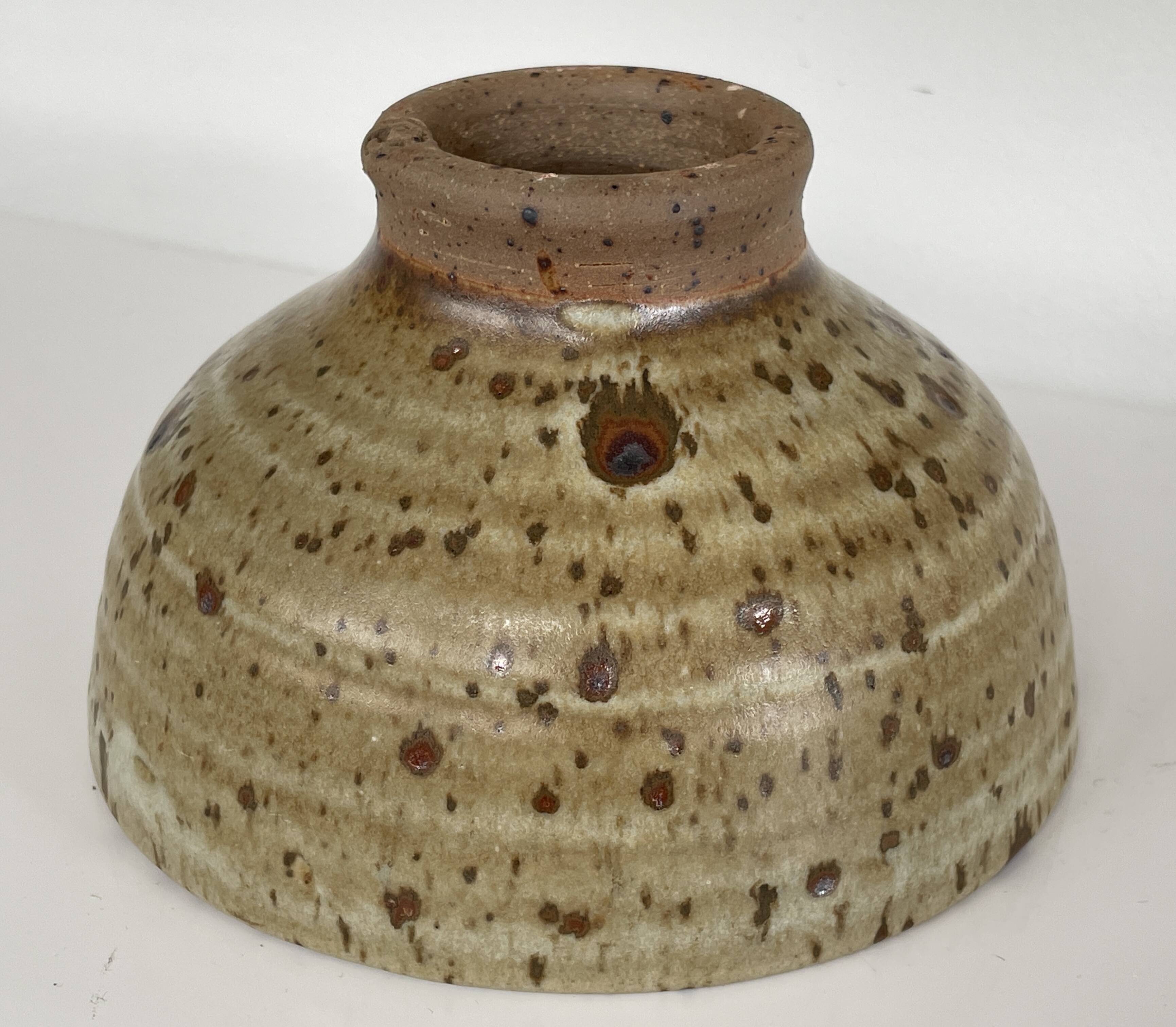 Pyrite stone bowl signed by Gustave Tiffoche – vintage French ceramics from the 70s.