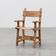 Brutalist armchair with carved rosettes and nailed wooden seat, Spain