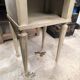 Vintage green patinated bedside table with marble and drawer
