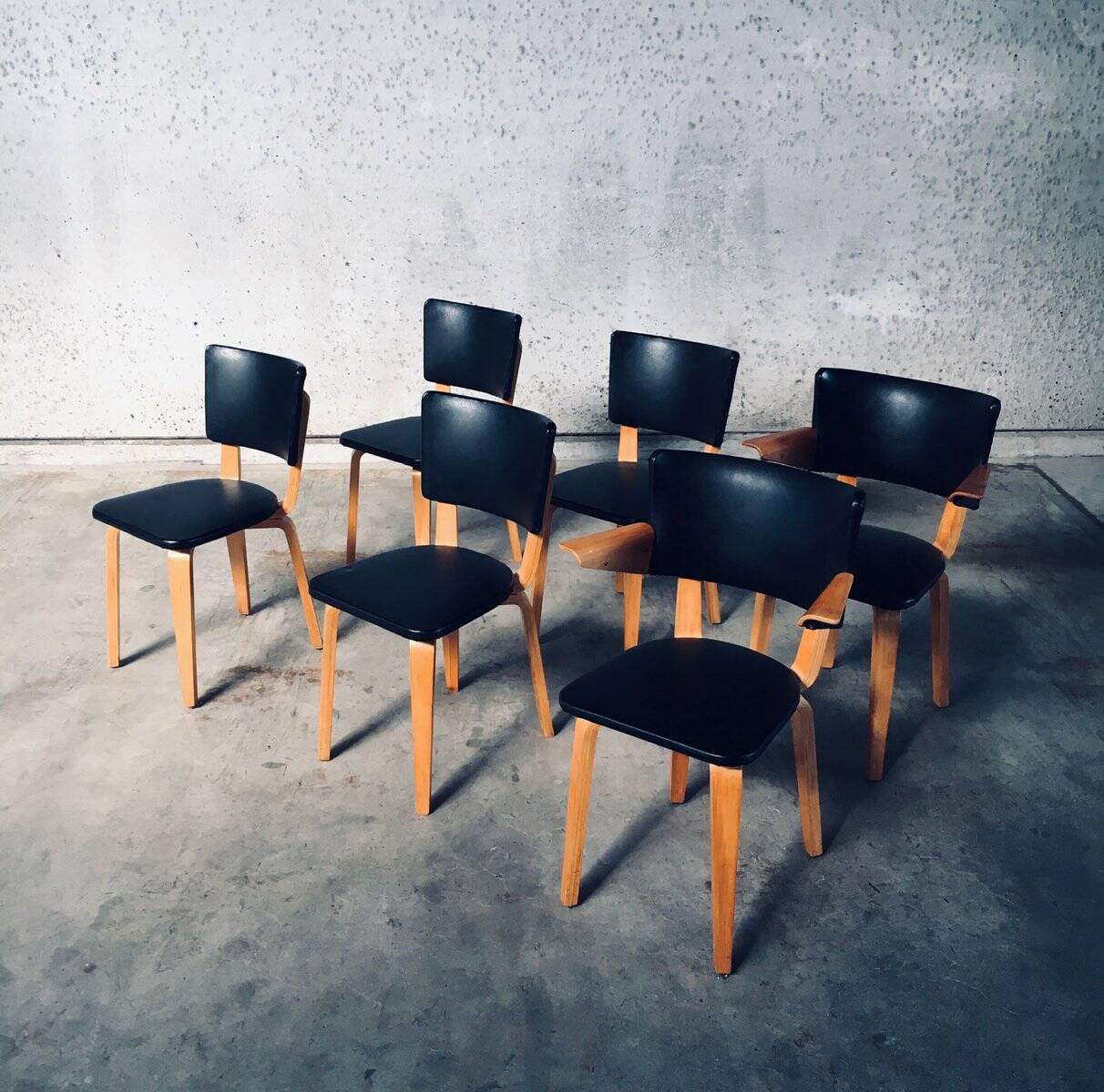 MCM Dutch Design Dining Chairs attributed to Cor Alons for Gouda Den Boer, 1950s, Set of 6