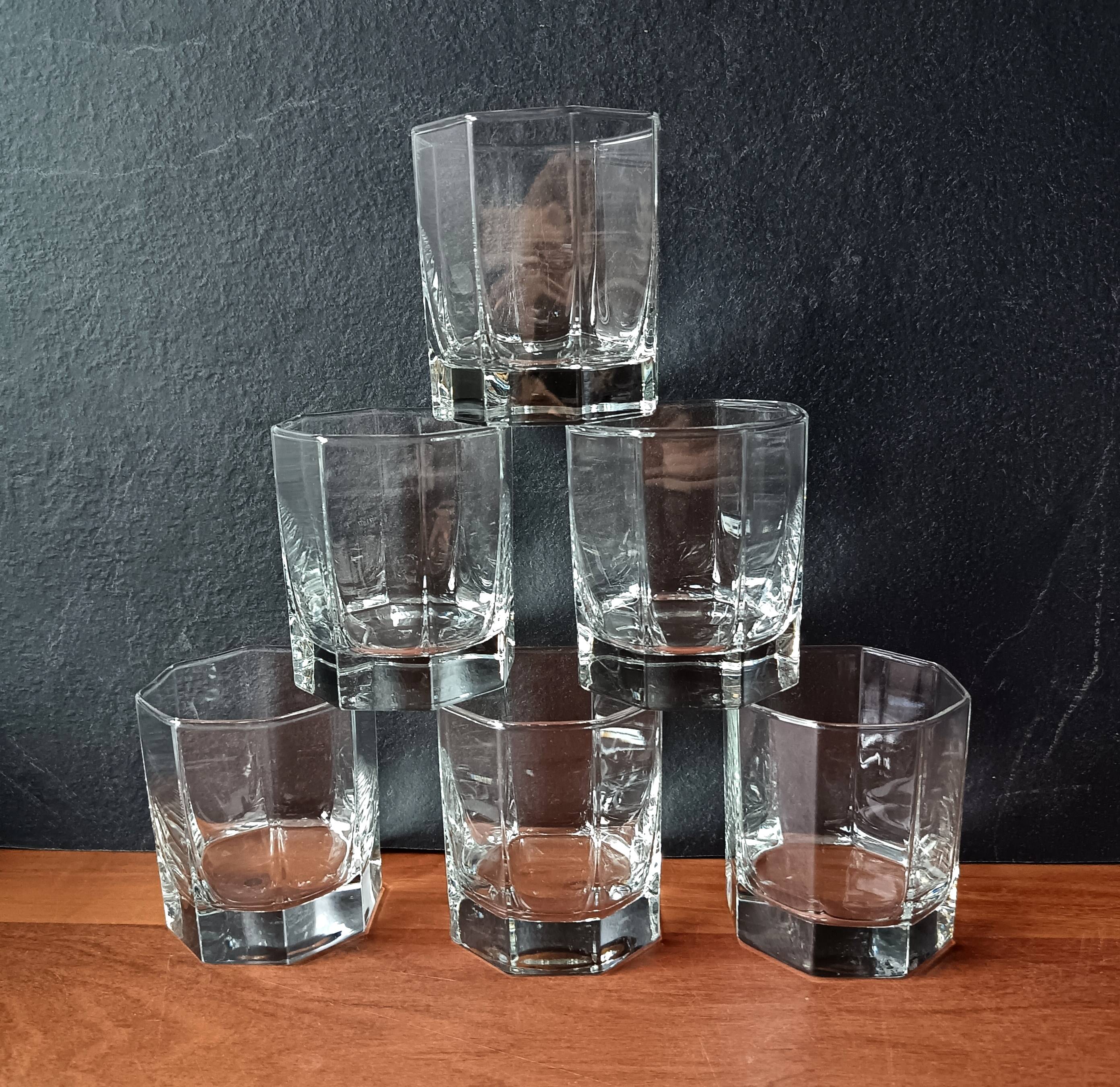 6 vintage transparent octagonal 24 cl glasses by Luminarc