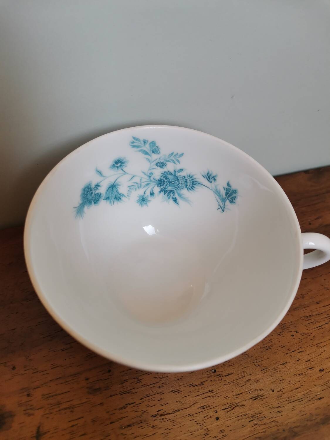 Large vintage Limoges France Giraud porcelain cup with blue flower pattern