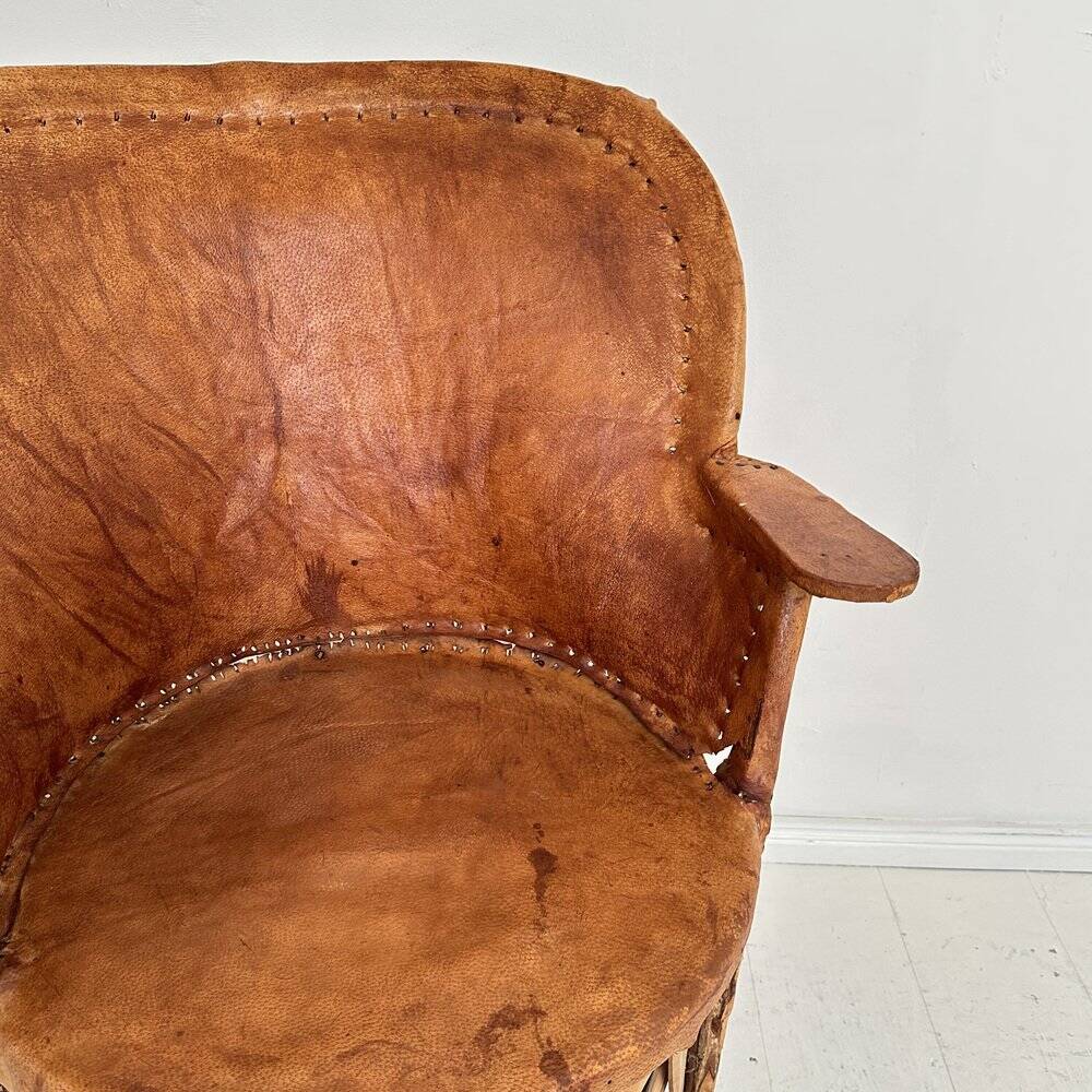 Mid-Century Modern Mexican Equipales Armchair in Leather and Wood, 1970