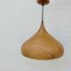 Scandinavian metal pendant light with a faux wood finish, 1980s.