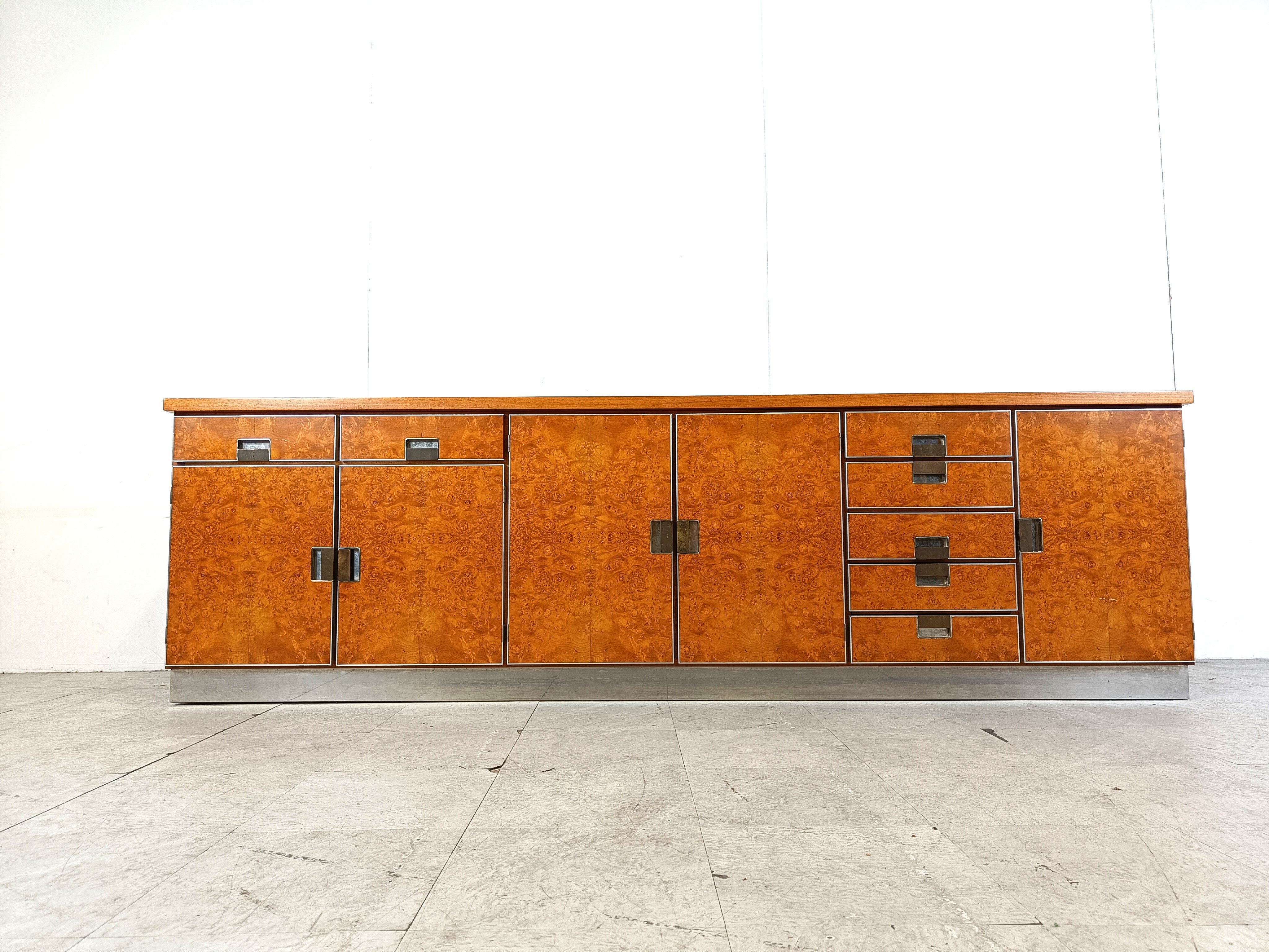 Vintage Italian burl wood credenza, 1970s