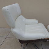 Armchair relax lounge and ottoman leather white rosewood