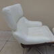 Fauteuil relax lounge et ottoman cuir blanc  palissandre