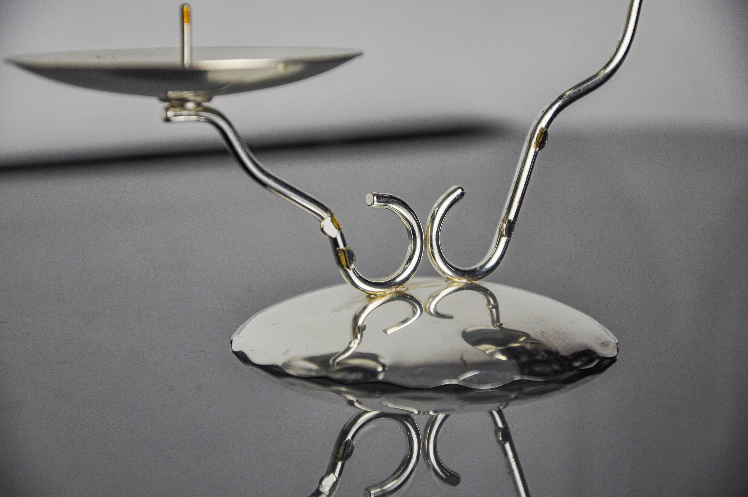 Pair of art deco 2-flame candlesticks, Spain, 1980