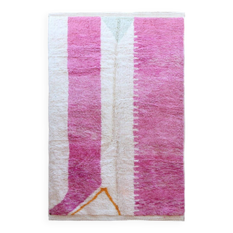 Tapis blanche rose en laine fait main traditionnelle 250cmx150cm