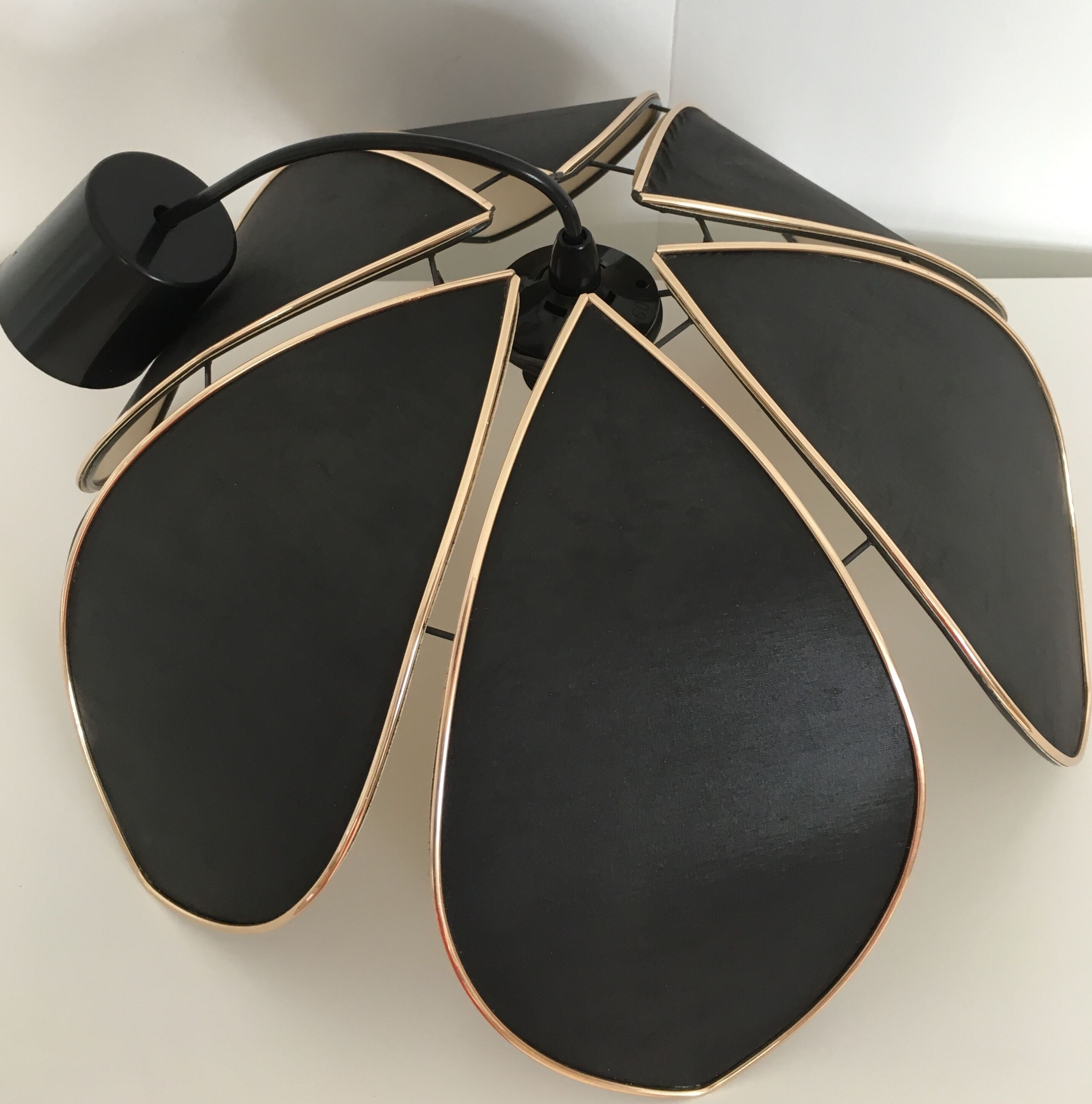 Lotus flower suspension in black fabric 70 's