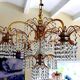 Chandelier crystal of Murano pagoda 1970 gold metal frame