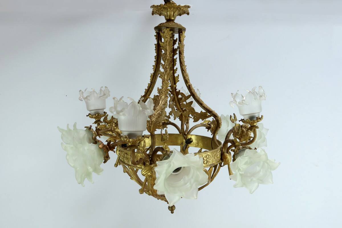 12-Light Chandelier in Gilded Bronze, Napoleon III Style – Late 19th Century