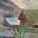 Ancient painting, mountain landscape, signed and dated 73