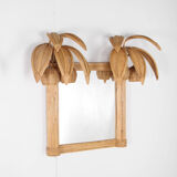 Lighted mirror in rattan 100x80cm