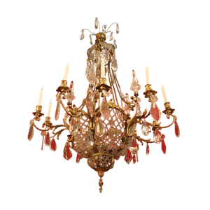 lustre en bronze et cristal
