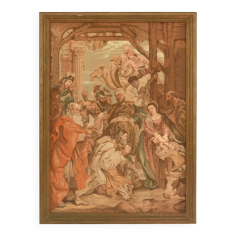 Framed tapestry with biblical stage decoration