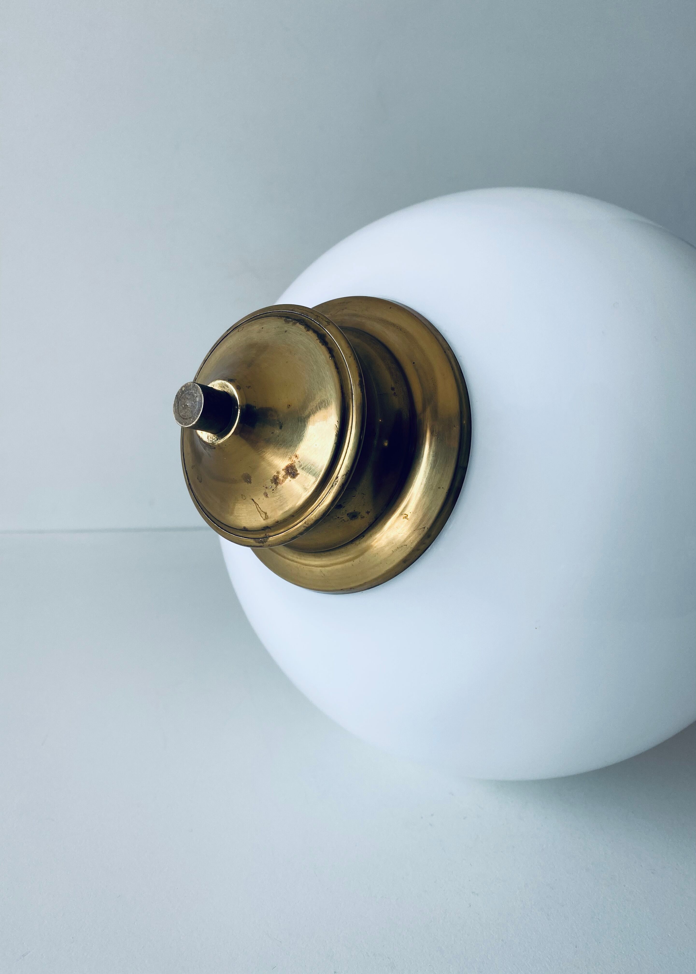 Opaline and brass globe luster