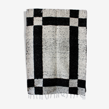 Tapis noir et blanc - tissage double réversible - 170 x 240 cm
