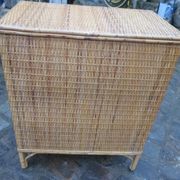 Commode Vintage bois et rotin naturel tressé