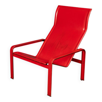 20thC Italian Red Leather Chair By Toussaint & Angeloni For Matteo Grassi